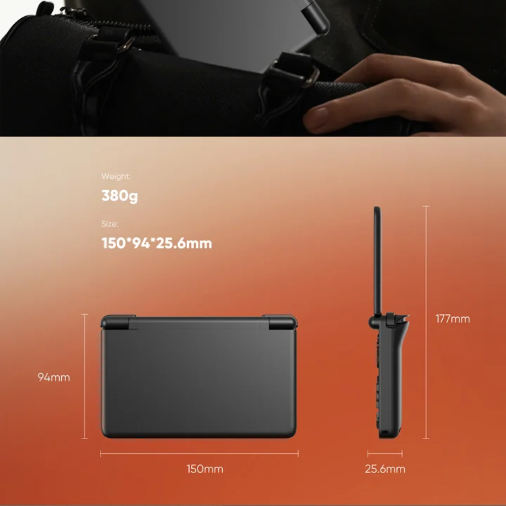 Product dimensions and weight displayed on an orange background