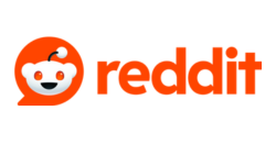 Logo of Reddit with a red circle and text on a white background