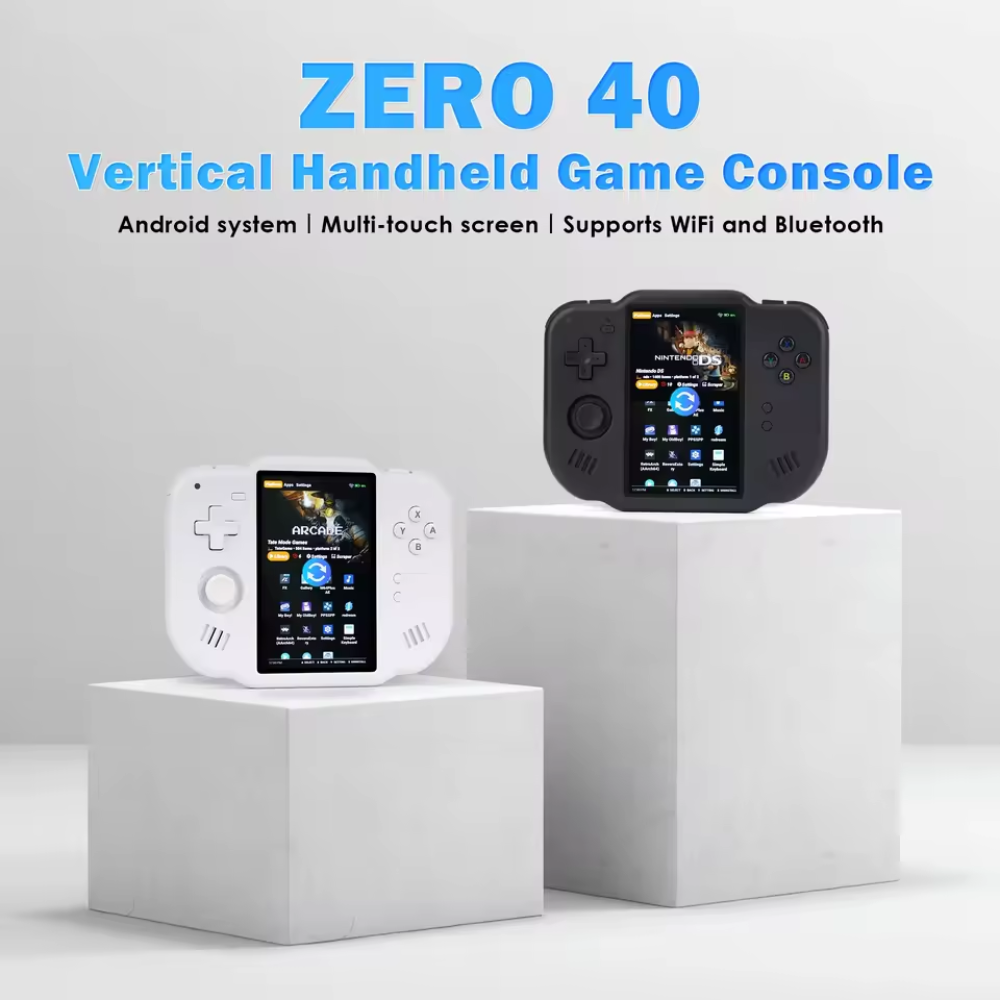 Zero 40 Vertical Handheld Game Console on a gray background