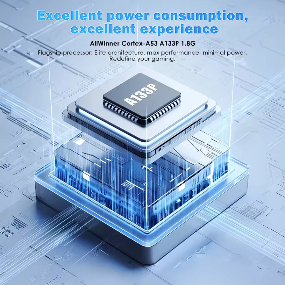 Computer chip with 'A133P' label on a blue and gray background