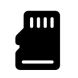 Black icon of a memory card on a white background