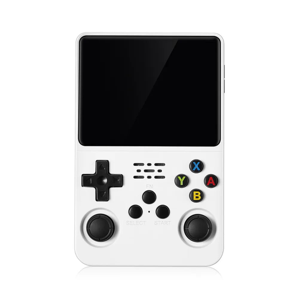 Handheld gaming console with classic design on a white background