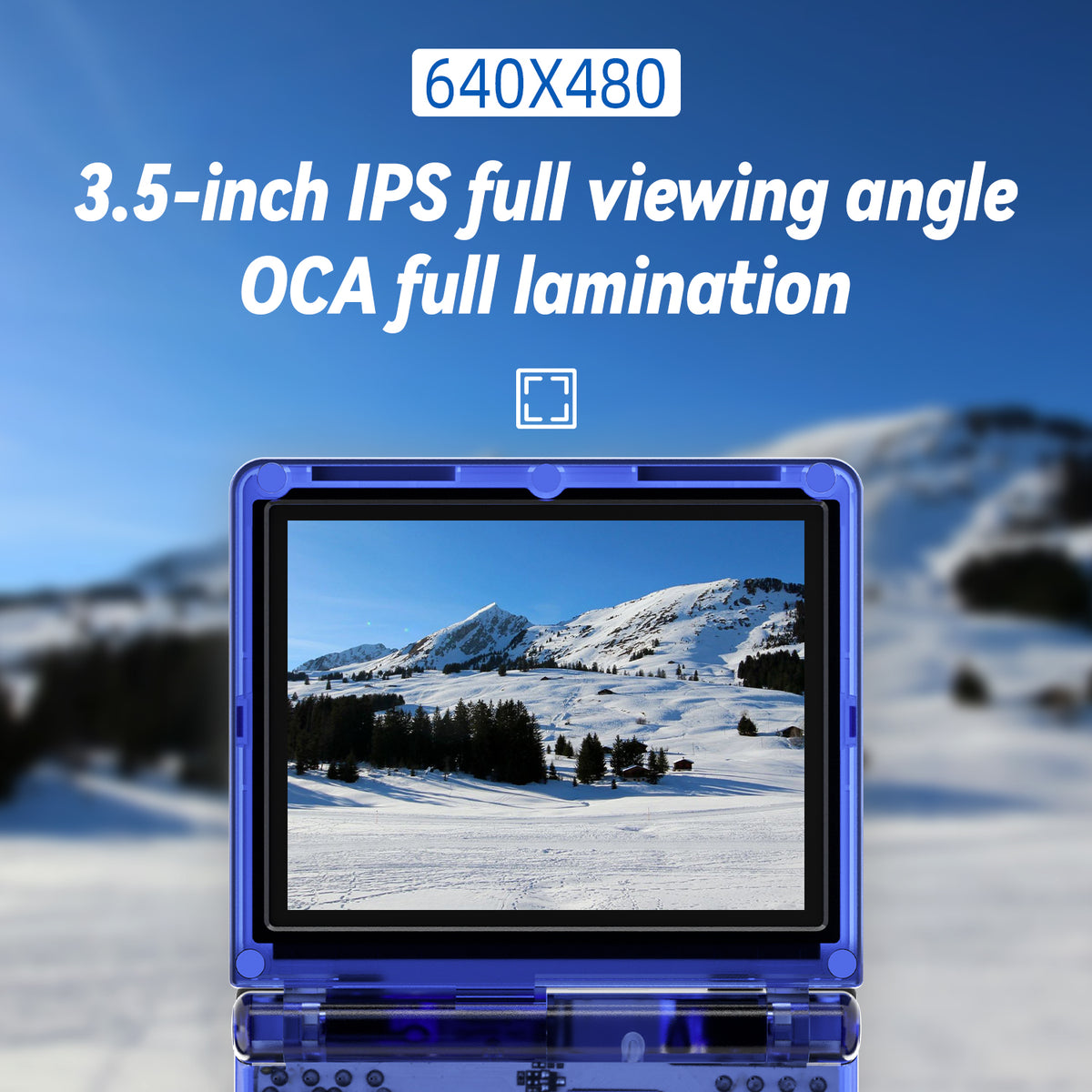 3.5-inch IPS full viewing angle OCA full lamination screen with snowy mountain background