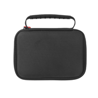 Black carrying case with handle on a white background
