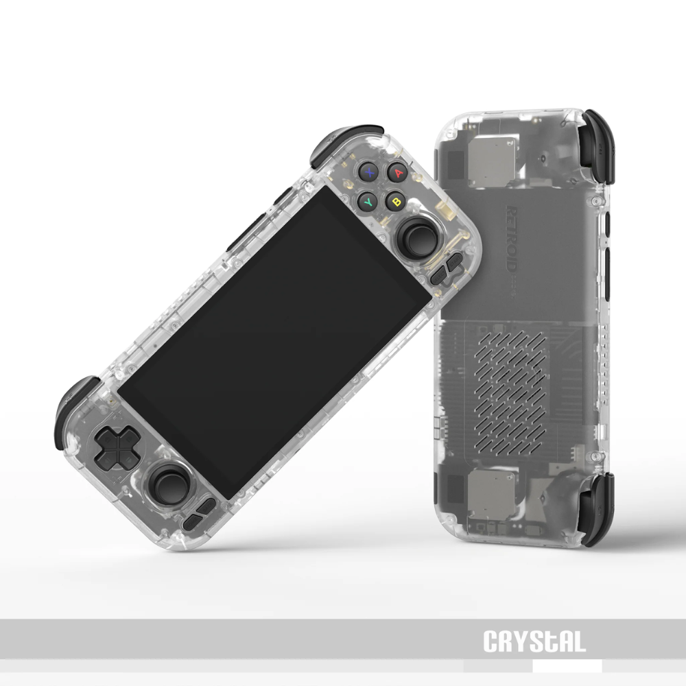 Clear protective case for a handheld device on a white background