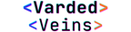 Text 'Varded Veins' in a stylized font with colorful borders on a white background